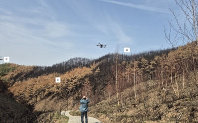 단독)청송군산림조합 드론 활용 종자 파종 송이산 복원사업 추진