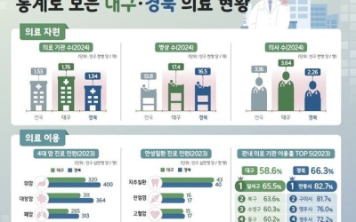 인구 1천명당 의료기관 수, 대구 중구 4.83개 vs 칠곡군 1.1개