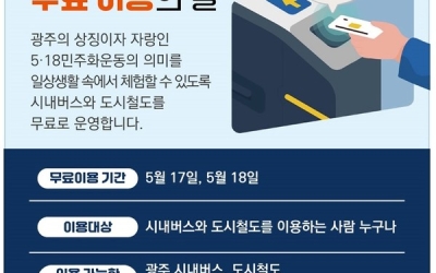 5월 17~18일, 광주 도시철도·시내버스 무료 운행