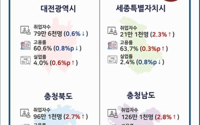 충청 고용 ‘희비’…세종·충남·충북 웃고 대전 울었다
