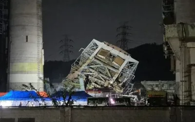 ‘추가붕괴 위험’ 울산화력 4·6호기 해체 준비…악천후에 구조 난항